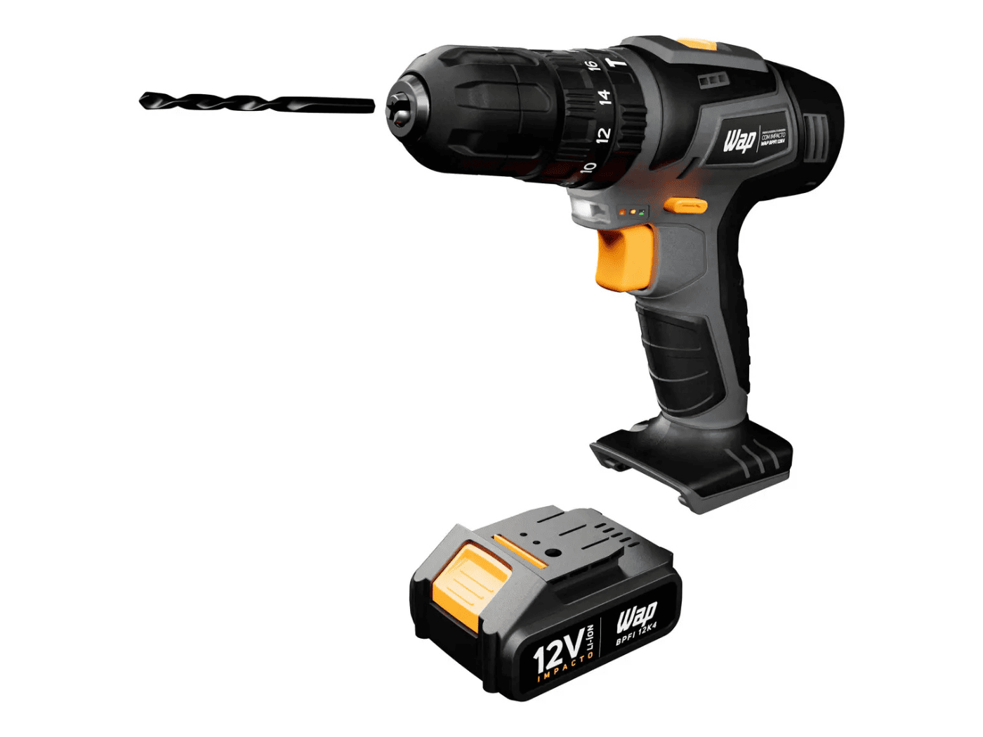 WAP BPFI 12K4 — parafusadeira furadeira de impacto 12V com 30 Nm e 18 níveis de torque