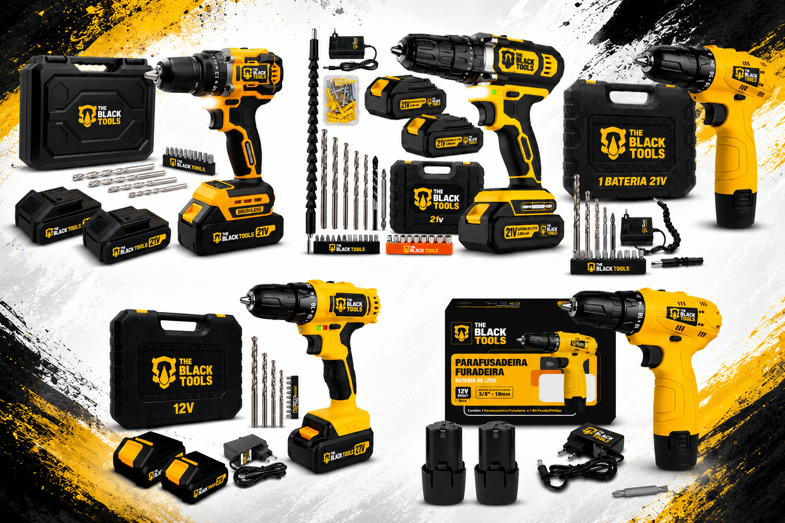 The Black Tools linha completa modelos TB-21PX TB-21PW TB-21YX TB-12E TB-12A parafusadeira furadeira