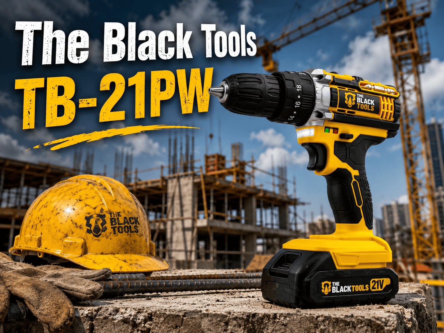 The Black Tools TB-21PW parafusadeira furadeira impacto 21V 1 bateria kit maleta
